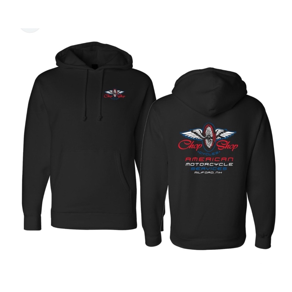 Sport-Tek Black Chop Shop Motorcycles Graphic Hoodie Sweatshirt Mens 2XL